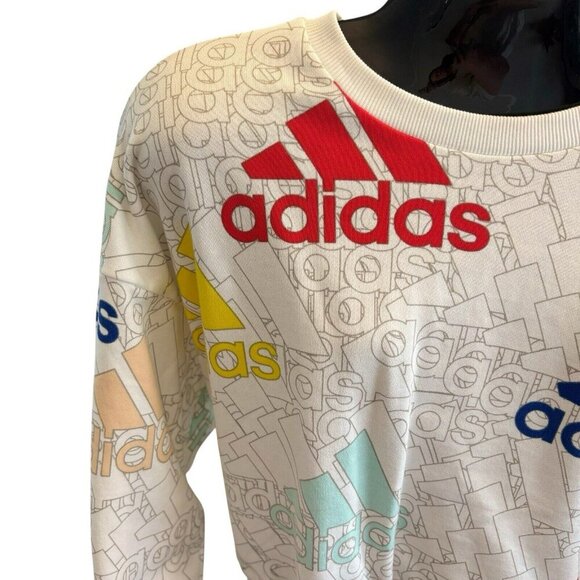 Women's Y2K Adidas Cropped Crew Neck Sweatshirt Size Small - Picture 3 of 7